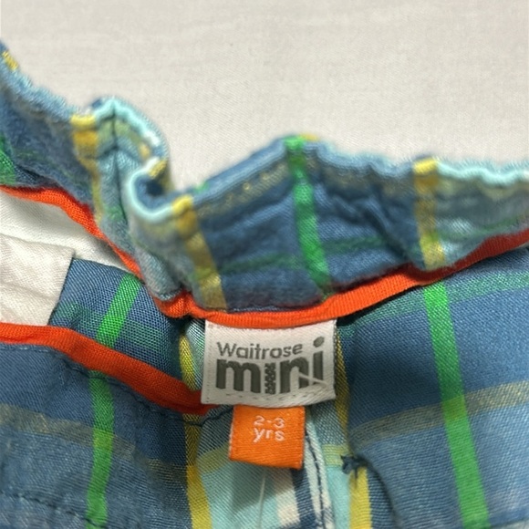Waitrose Mini NWT Plaid Cargo Shorts with Orange Accents - Picture 3 of 4